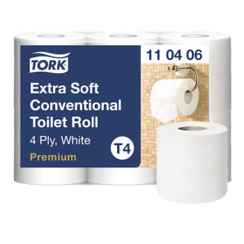 Tork extra weiches Kleinrollen Toilettenpapier T4, 4-lagig, Zellstoff, weiss