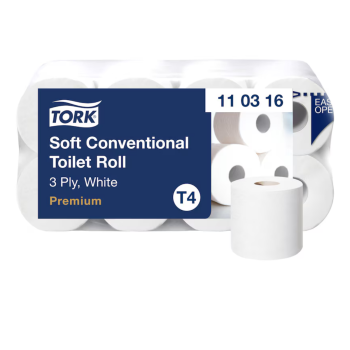 Tork weiches Kleinrollen Toilettenpapier T4, 3-lagig, Zellstoff, weiss