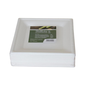 Teller Zuckerrohr „Pure“ eckig 20 x 20 cm, weiss