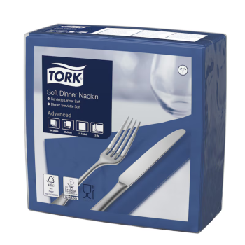 Tork Soft Dinnerservietten uni, 1/4 Falz, 3-lagig, 39 x 39 cm, dunkelblau
