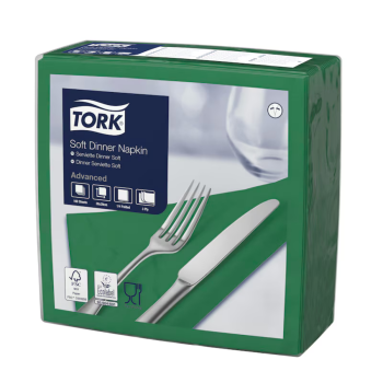 Tork Soft Dinnerservietten uni, 1/4 Falz, 3-lagig, 39 x 39 cm, dunkelgrün