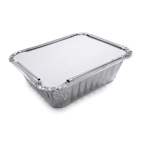 Aluschale eckig mit Deckel, 940 ml