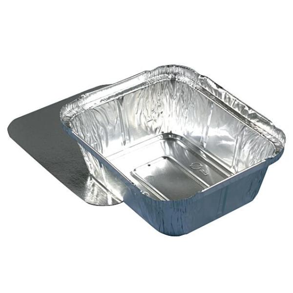 Aluschale eckig mit Deckel, 470 ml