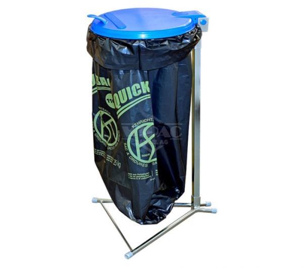 Bodenkehrichtsackhalter, verzinkt für 110l-Kehrichtsäcke, inkl. Blauer Deckel