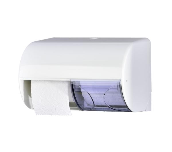 Doppelkleinrollenspender, WC, weiss-transparent