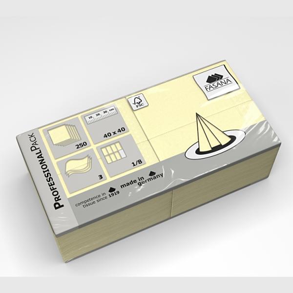 Papier Servietten, 1/8 Falz, 3-lagig, 40 x 40 cm, creme, Fasana