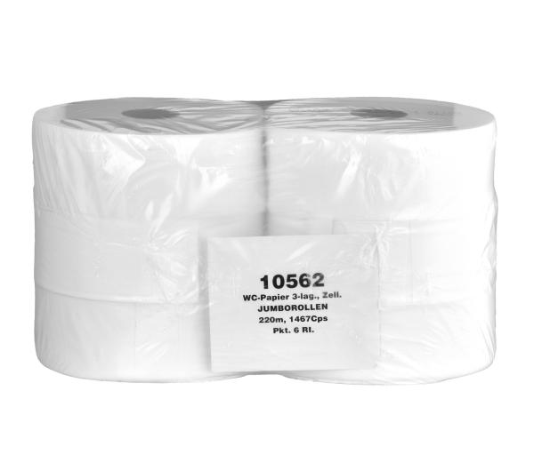 Toilettenpapier Tetra Jumborollen, 3-lagig, Zellstoff, weiss