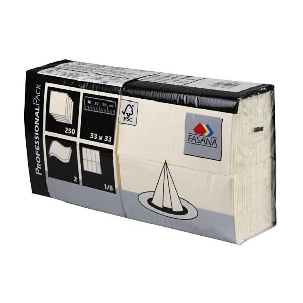 Papier Servietten 1/8 Falz, 2-lagig, 33 x 33 cm, Creme