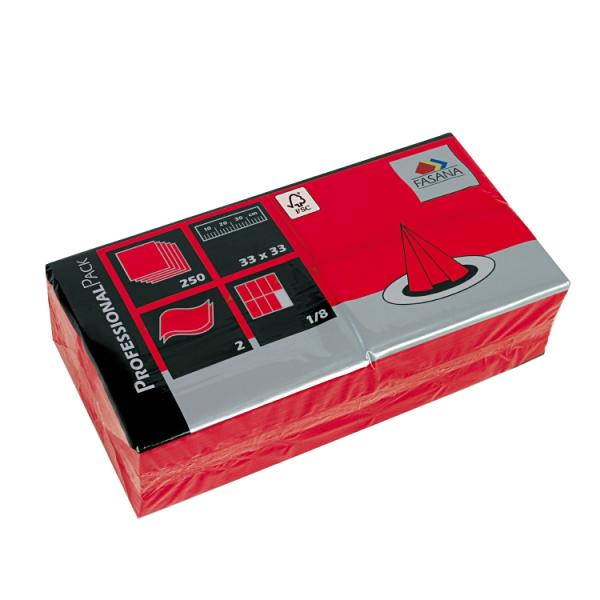Papier Servietten 1/8 Falz, 2-lagig, 33 x 33 cm, Rot