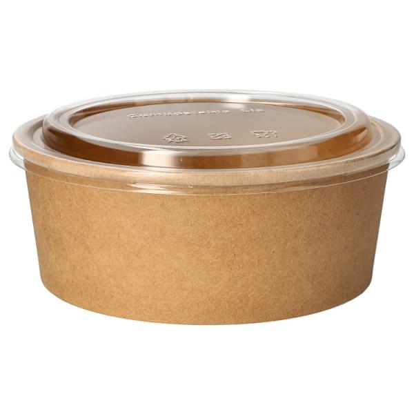 Salatschale aus kraftkarton braun mit Deckel, 1000 ml