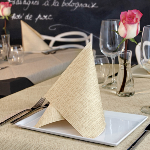 Airlaid Servietten, 1/4 Falz, 40 x 40 cm, Avorio Decor