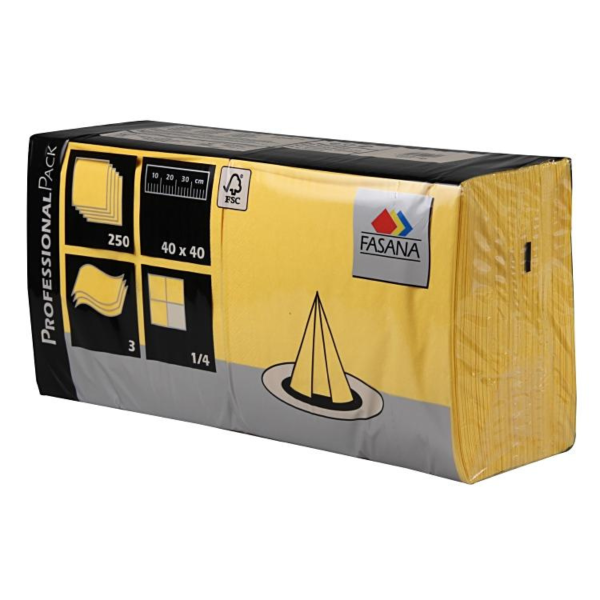 Papier Servietten, 1/4 Falz, 3-lagig, 40 x 40 cm, gelb