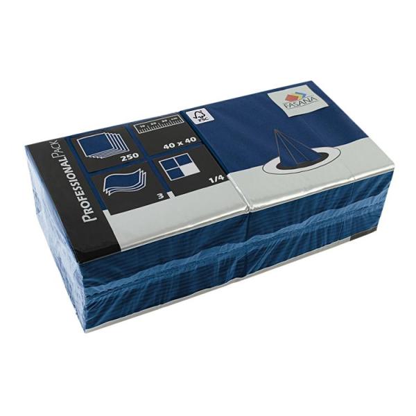 Papier Servietten, 1/4 Falz, 3-lagig, 40 x 40 cm, blau