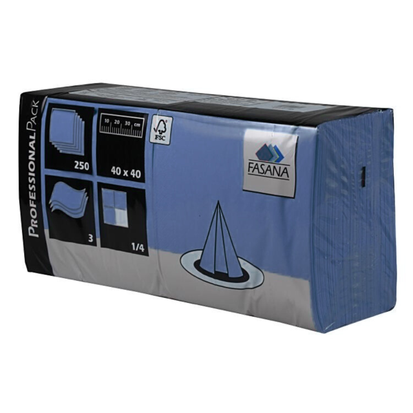 Papier Servietten, 1/4 Falz, 3-lagig, 40 x 40 cm, blau