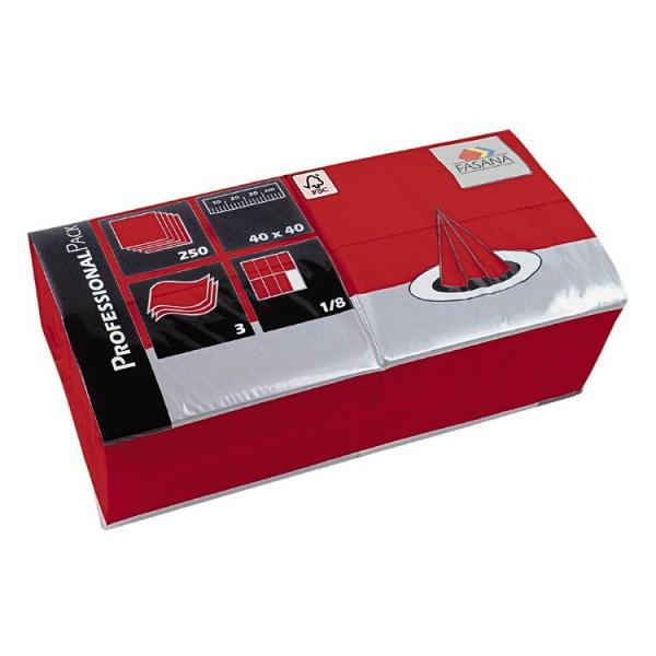 Papier Servietten, 1/8 Falz, 3-lagig, 40 x 40 cm, rot