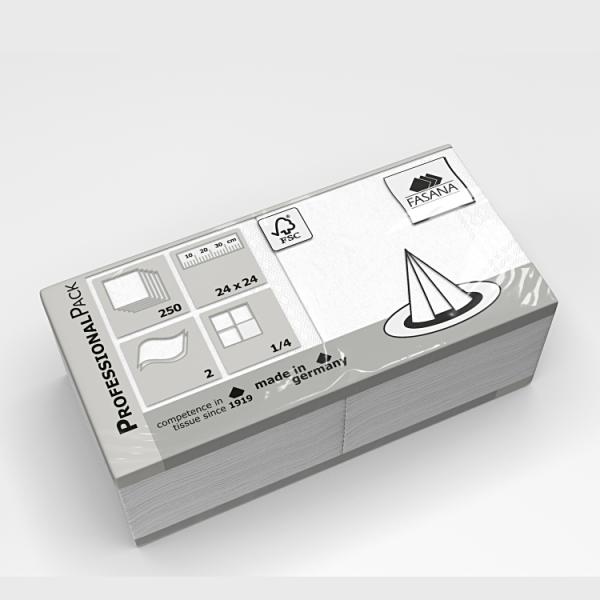 Cocktailserviette weiss 24x24 cm,1/4-falz