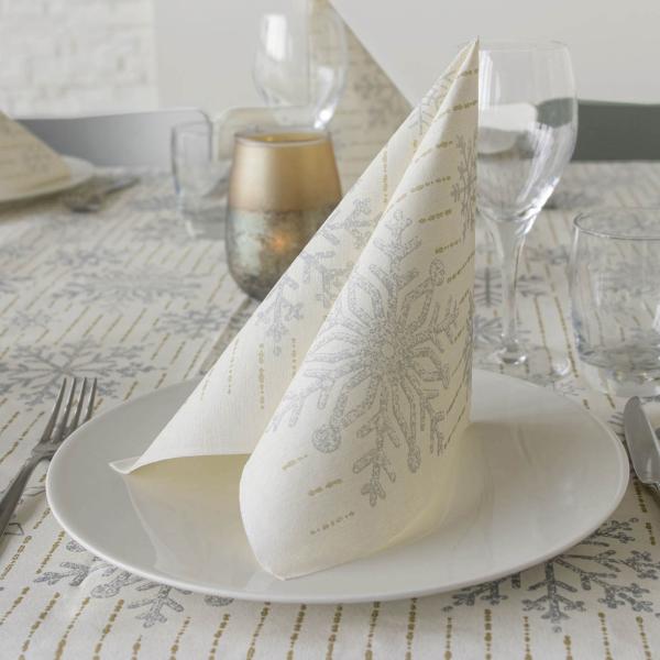 Airlaid Servietten, Herbs & Winterkolektion, Cristal Argento 1/4 Falz, 40 x 40 cm, -