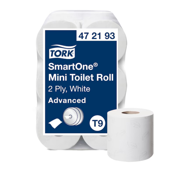Toilettenpapier Tork Mini SmartOne T9, 2-lagig, Recycling, weiss