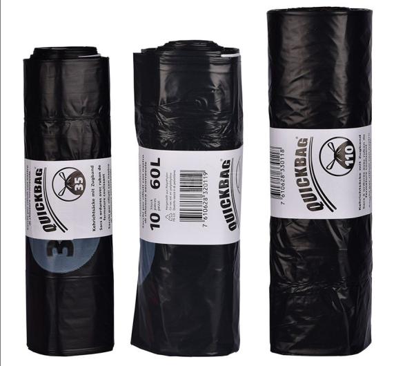 Kehrichtsäcke Quickbag, schwarz, 60 lt